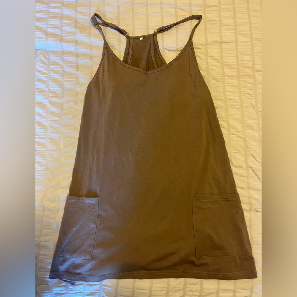 Casual Brown Sleeveless Romper With Pockets
